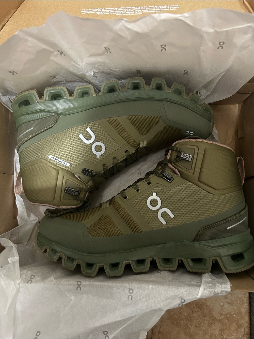 On Running Running Women’s Cloudrock Waterproof Boot in Olive Green